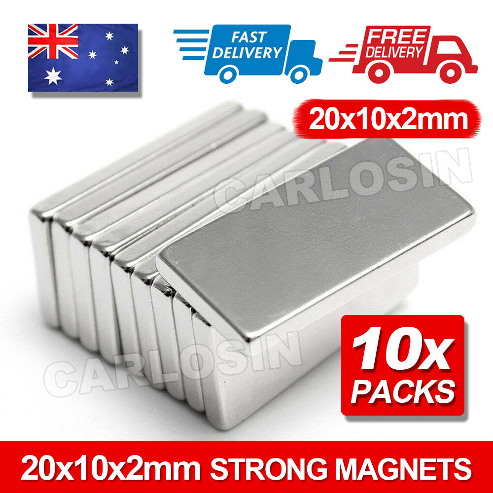 10pcs Super Strong Neodymium Block Magnets Rare Earth 20×10×2mm