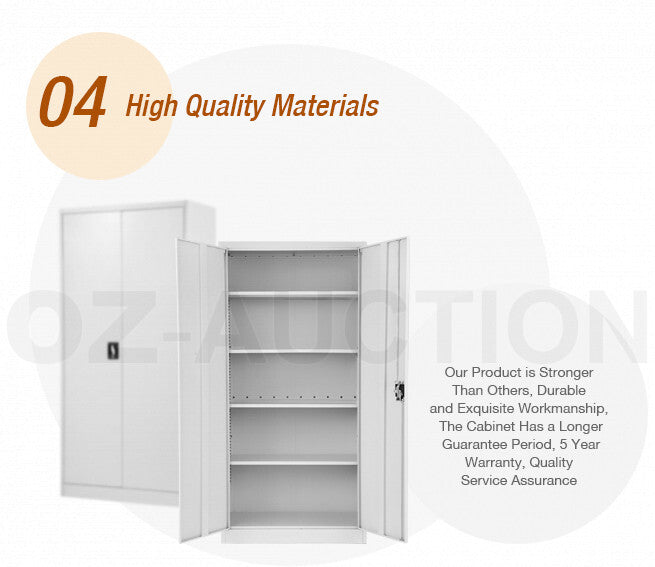 Metal Locker Steel Cupboard – Filing & Storage Cabinet 185cm GR/WH