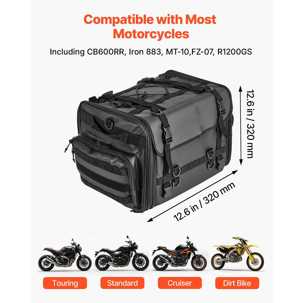 Uimoso Expandable Motorcycle Tail Bag with 40-60L Storage and Shoulder Strap