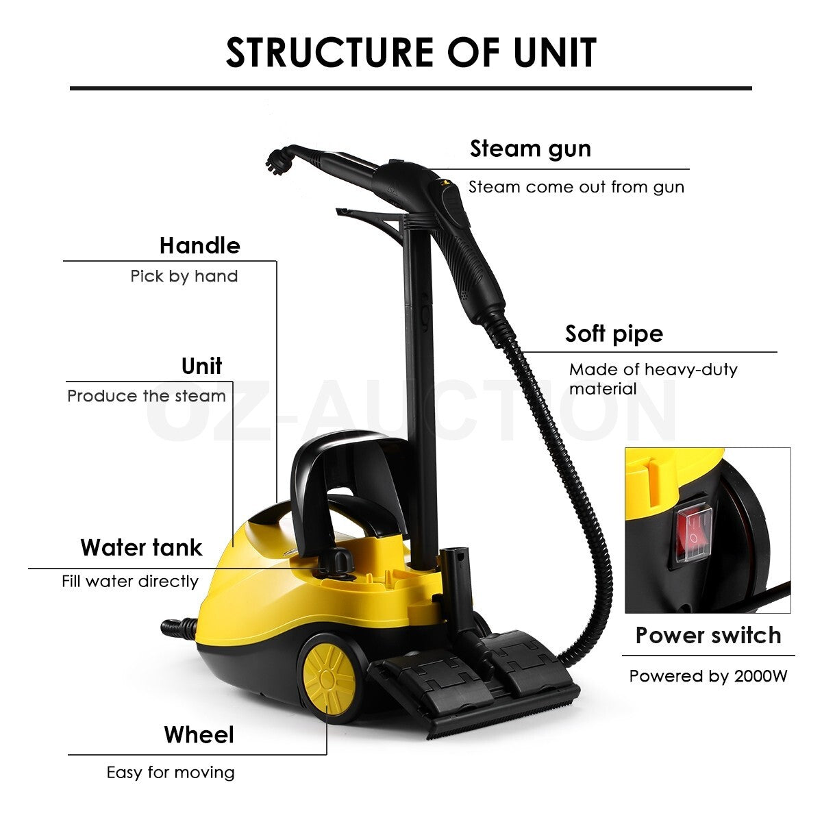 13-in-1 Steam Cleaner Mop High Pressure Steamer Carpet Floor Window
