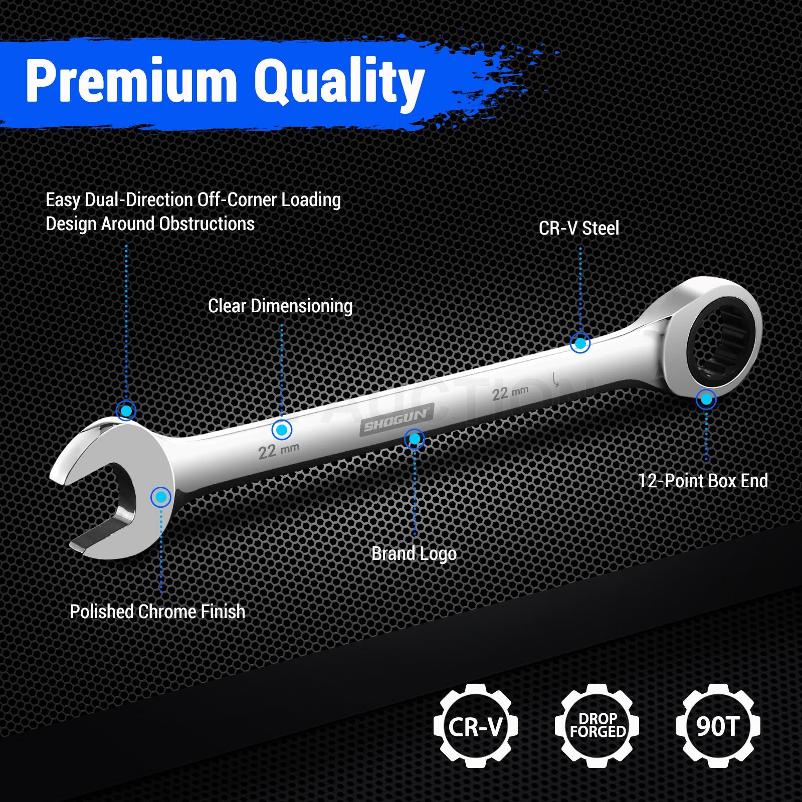 17PCS 6-30MM Ratchet Spanner Set – CRV 90-Tooth Metric Wrench