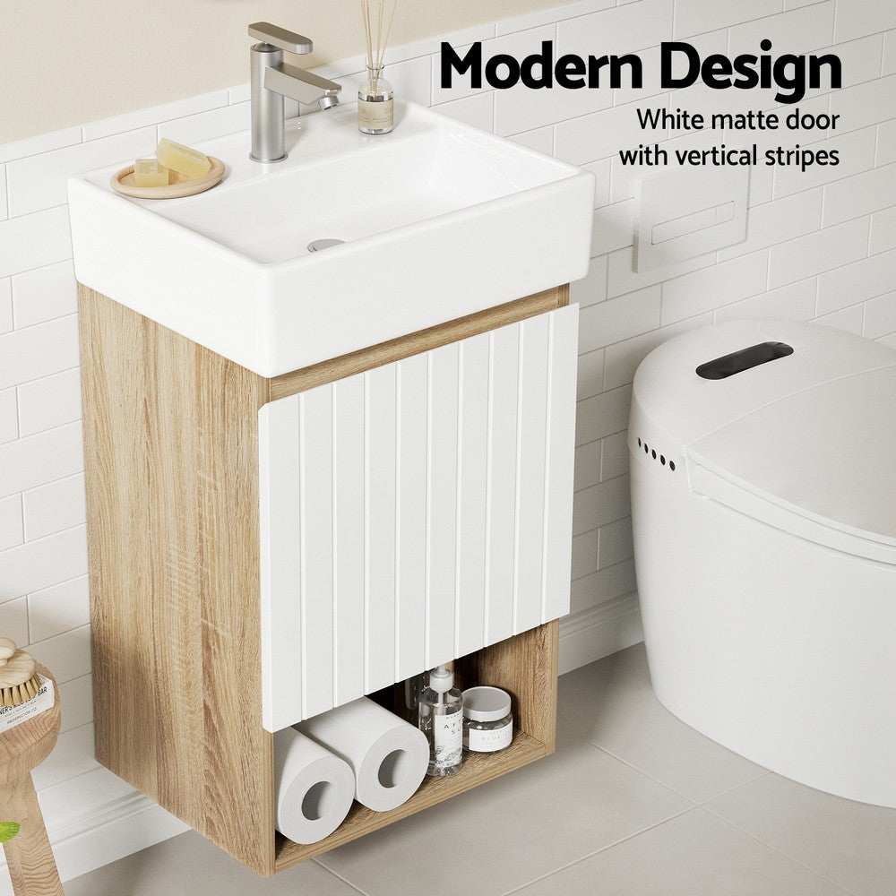 445mm Bathroom Vanity Unit Basin Wall Hung Cabinet White