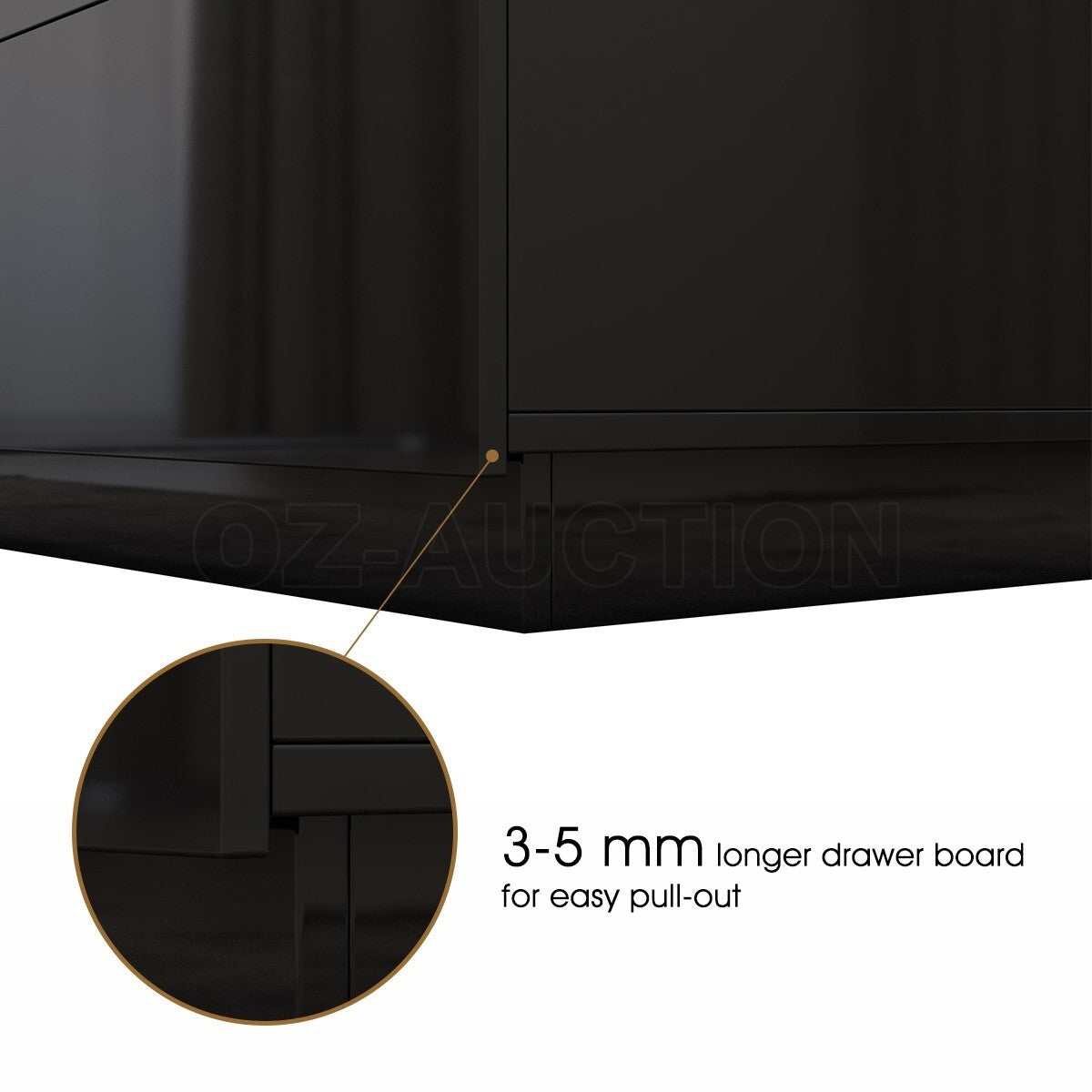 Modern Coffee Table 4-Drawer Side Table High Gloss Living Room Black