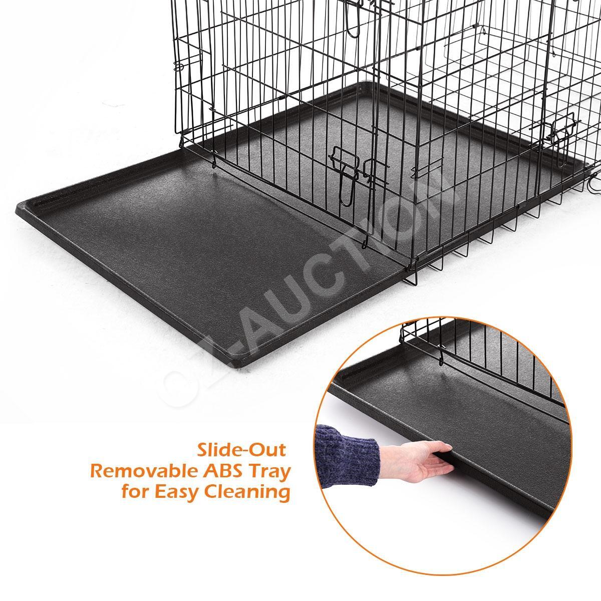 42" Portable Collapsible Metal Dog Cage Crate Kennel with Divider