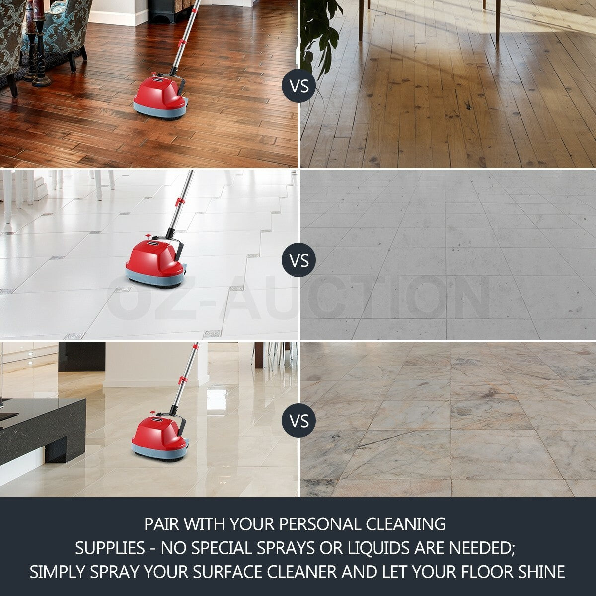 5-in-1 Floor Polisher – Timber, Carpet & Tile Wax Scrubber Buffer Cleaner