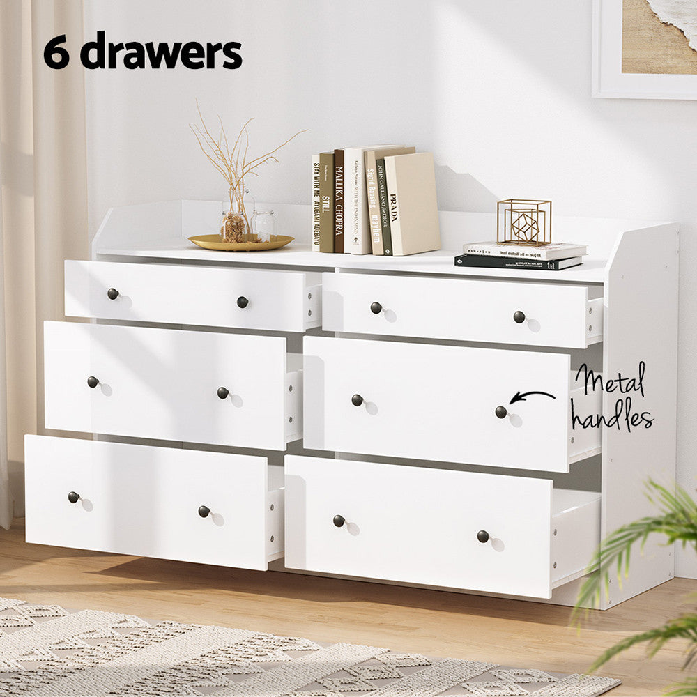 Artiss 6 Drawer Chest Dresser Tallboy Storage Cabinet White