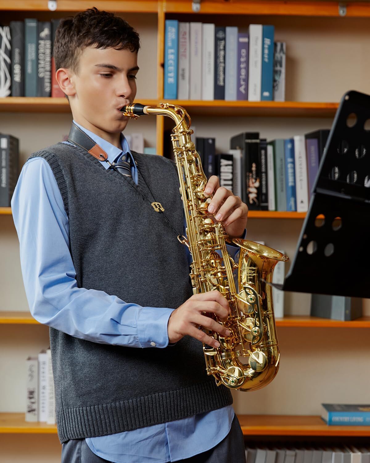 Eastar E Flat Alto Saxophone Gold Lacquered Student Sax Band