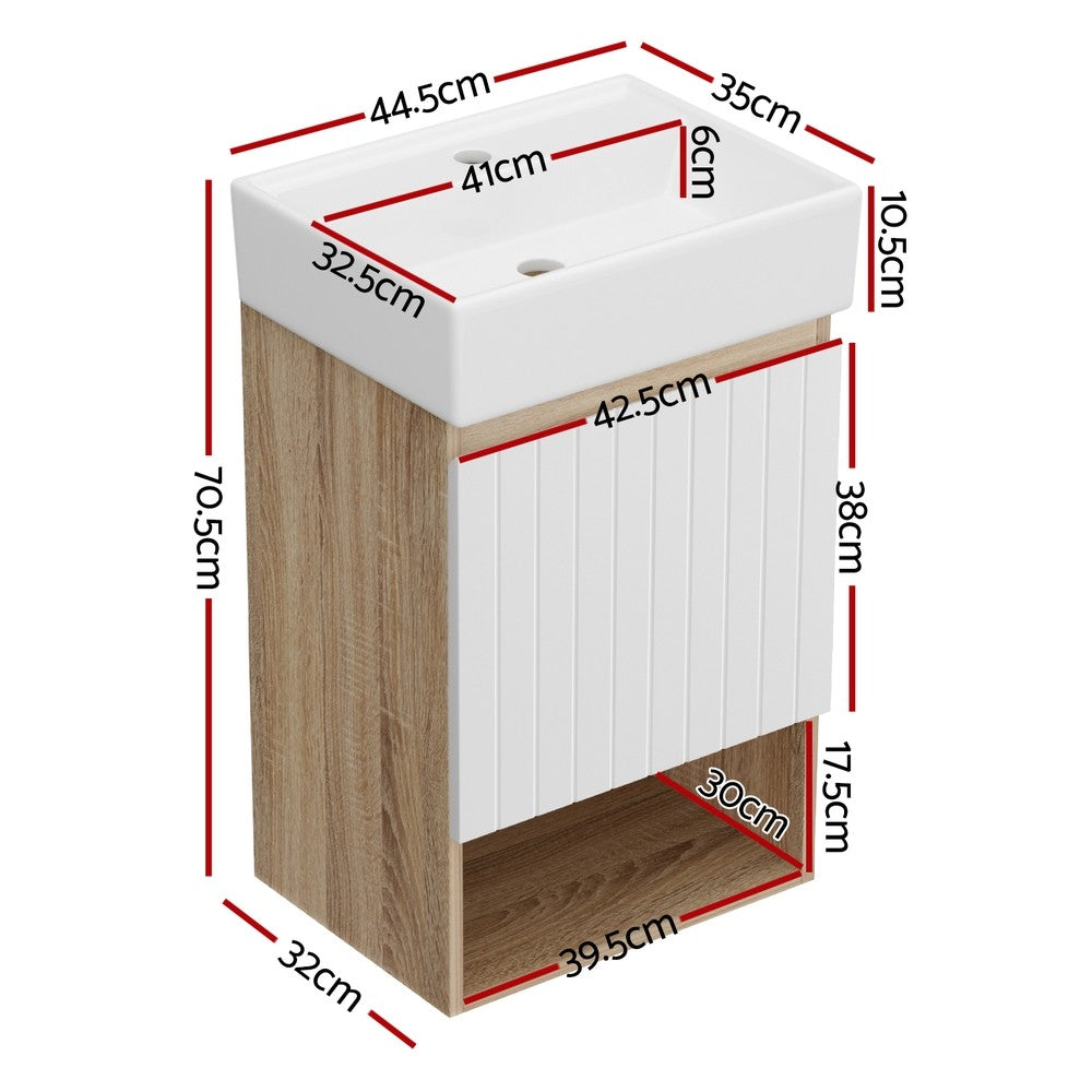 445mm Bathroom Vanity Unit Basin Wall Hung Cabinet White