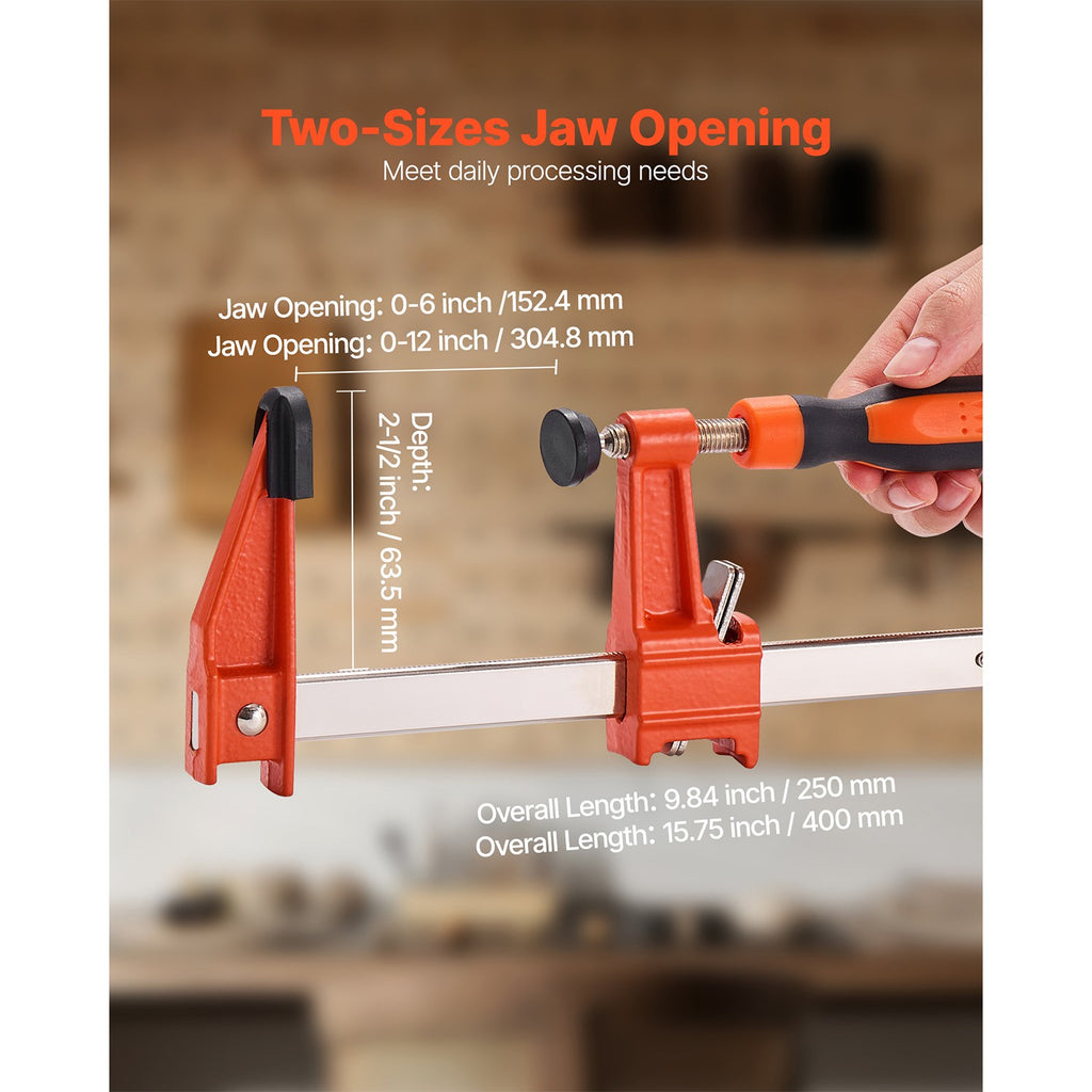 Uimoso Woodworking Bar Clamps 2-Pack 15.24cm & 30.48cm Lockable F Clamp Set
