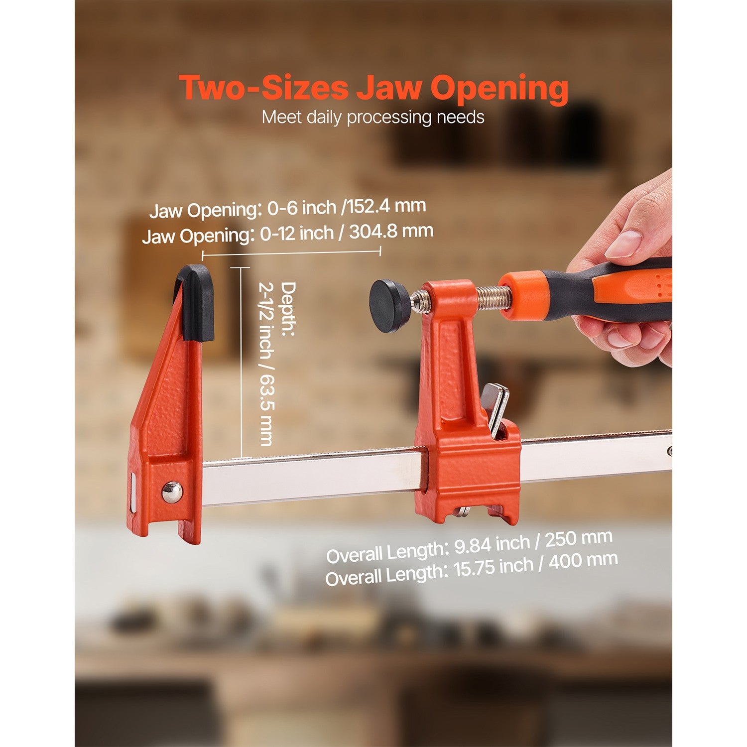 Uimoso Woodworking Bar Clamps 2-Pack 15.24cm & 30.48cm Lockable F Clamp Set