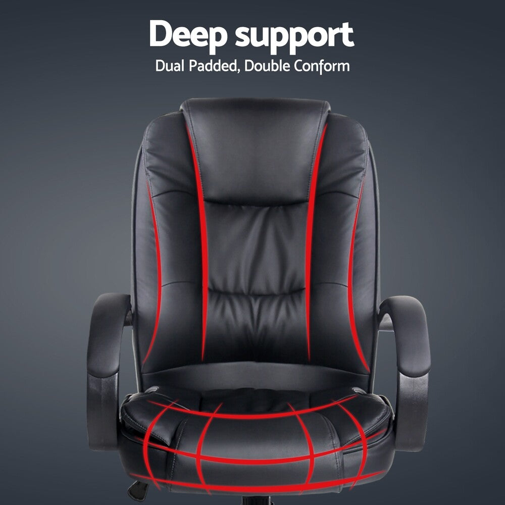 Executive Office Computer Gaming Chair PU Leather Tilt Black