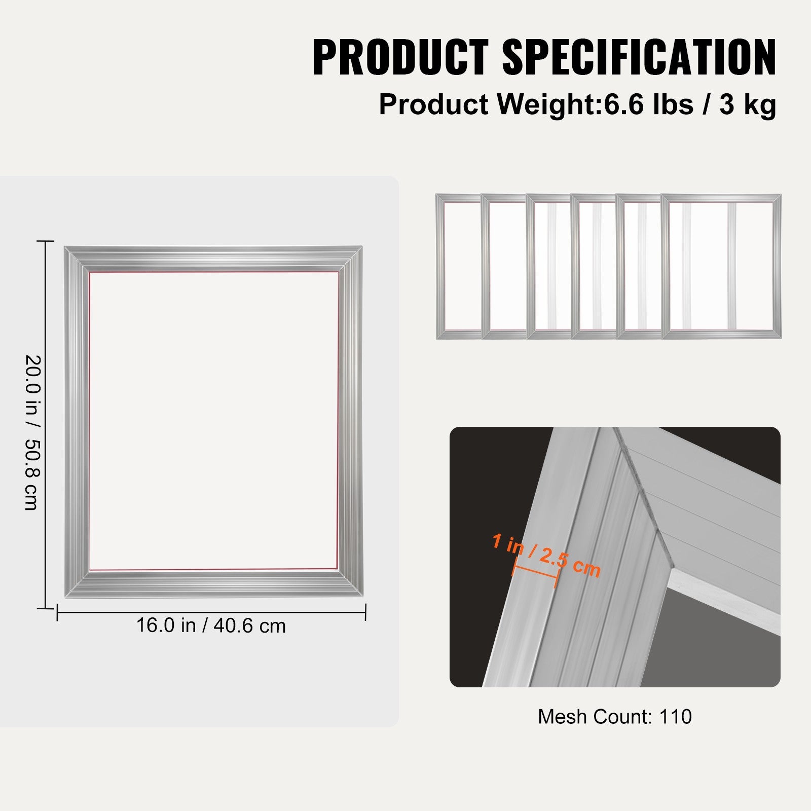 Uimoso Screen Printing Silk Screen Printing Frame 16x20in 110 Count Mesh 6pcs
