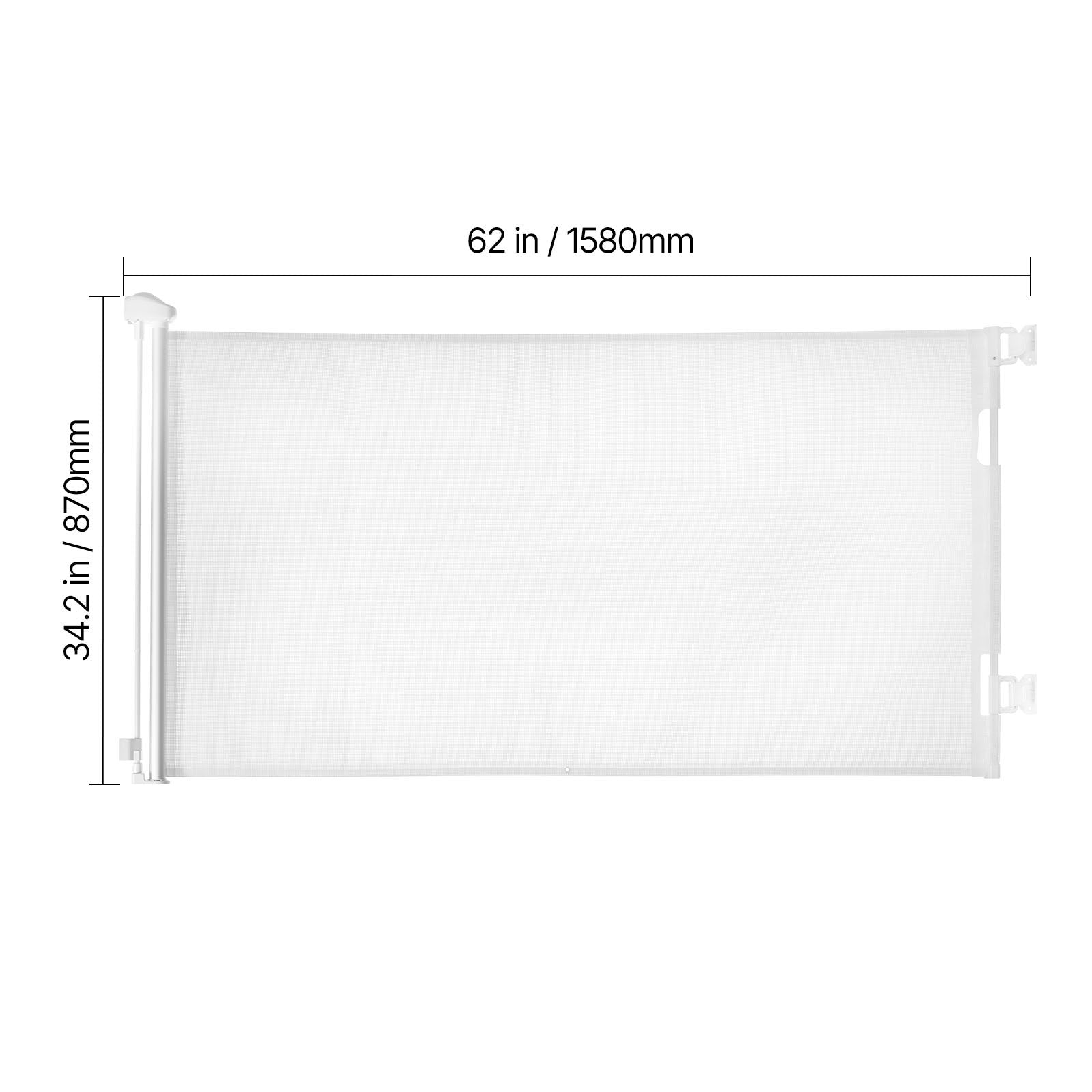 Uimoso Retractable Mesh Gate for Pets and Babies, 1430 mm W, 795 mm Tall, White