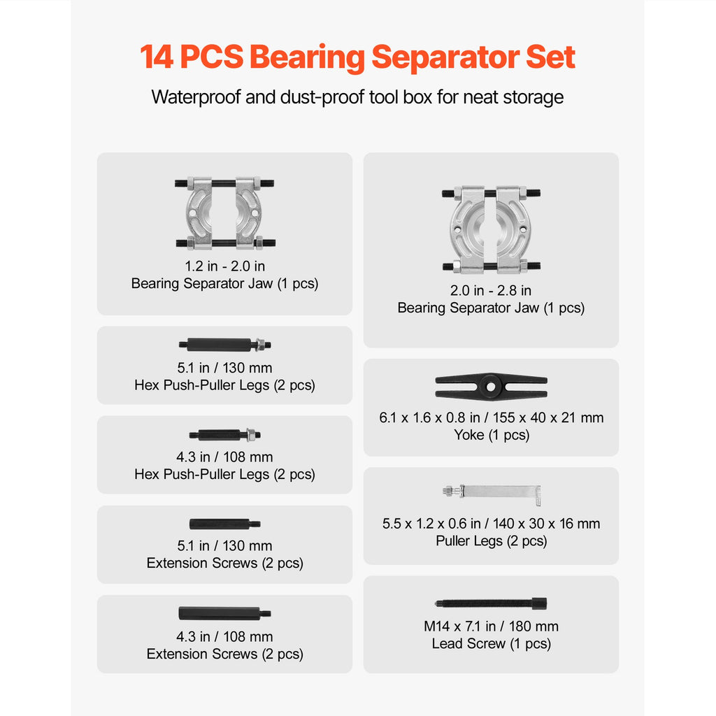 Uimoso 14 PCS Bearing Puller Set with Separator Tool and Case, 5 Ton Capacity
