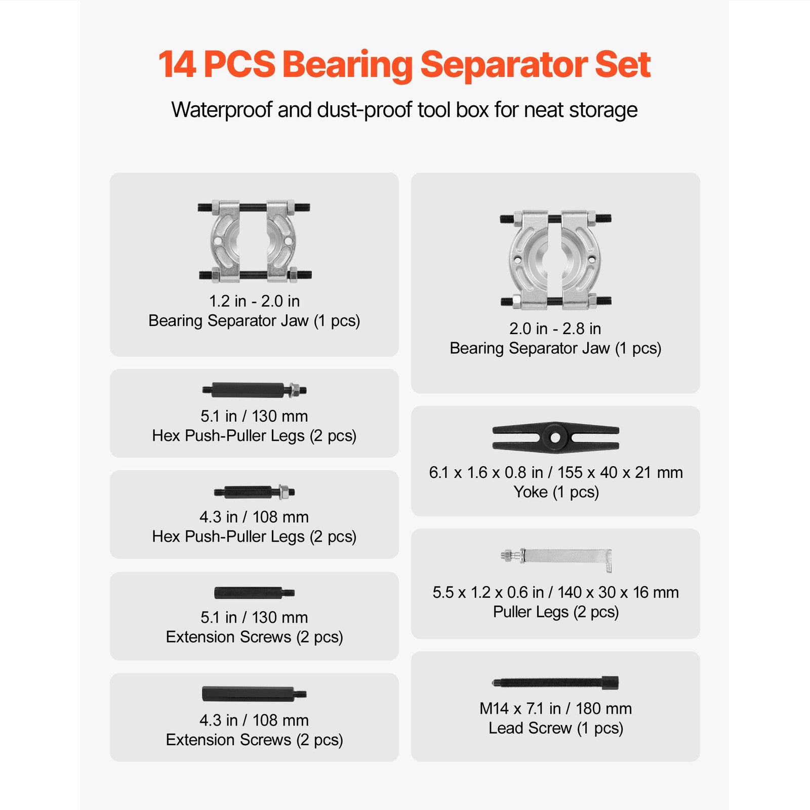 Uimoso 14 PCS Bearing Puller Set with Separator Tool and Case, 5 Ton Capacity