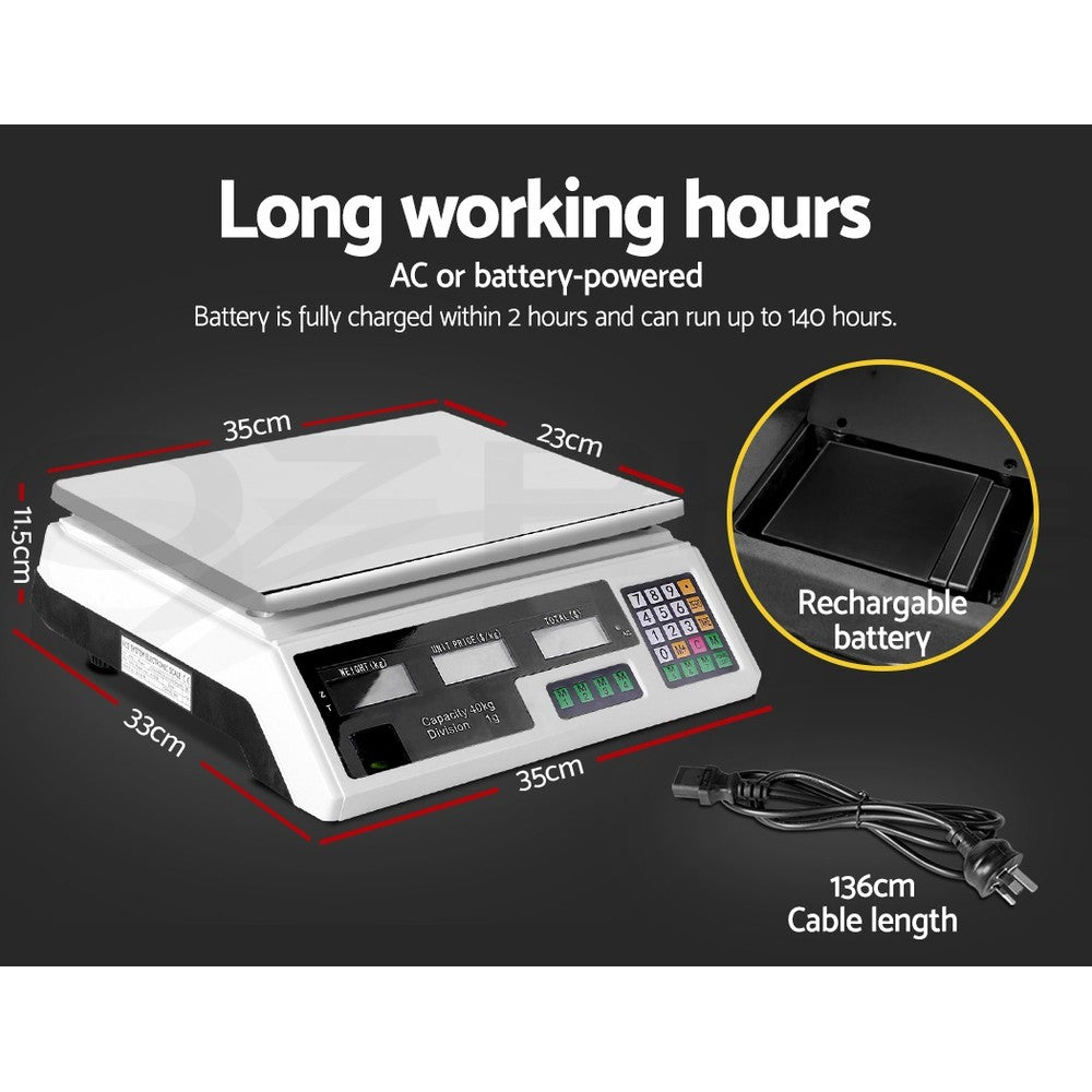 Digital Kitchen Scale 40KG Electronic LCD Commercial Weighing