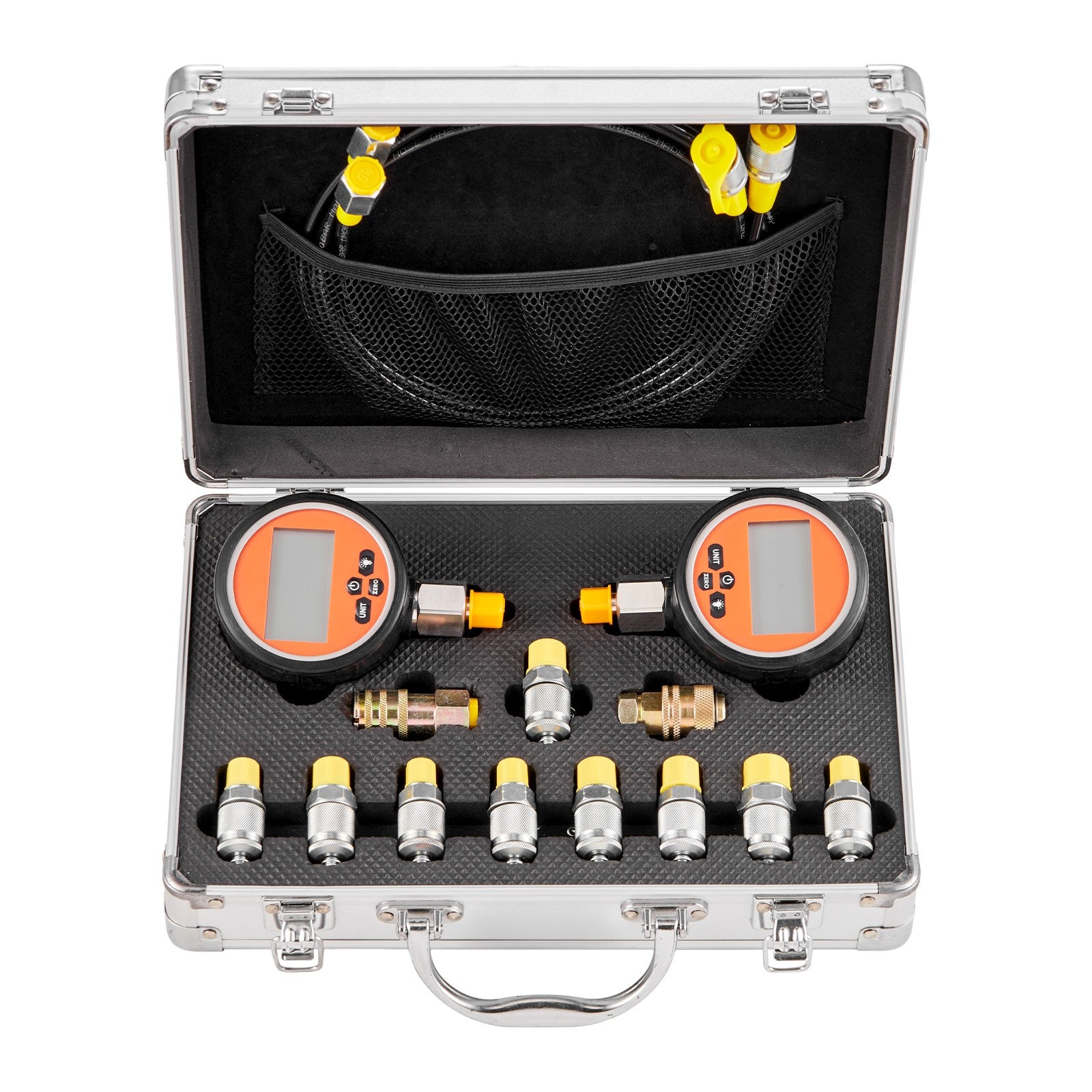 Uimoso Digital Hydraulic Pressure Test Kit with 700 Bar, 2 Gauges, 9 Couplings