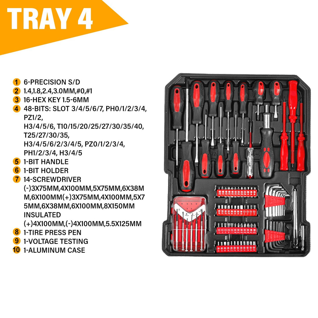 1180pc Tool Set – Portable Toolbox Trolley DIY Hand Tools