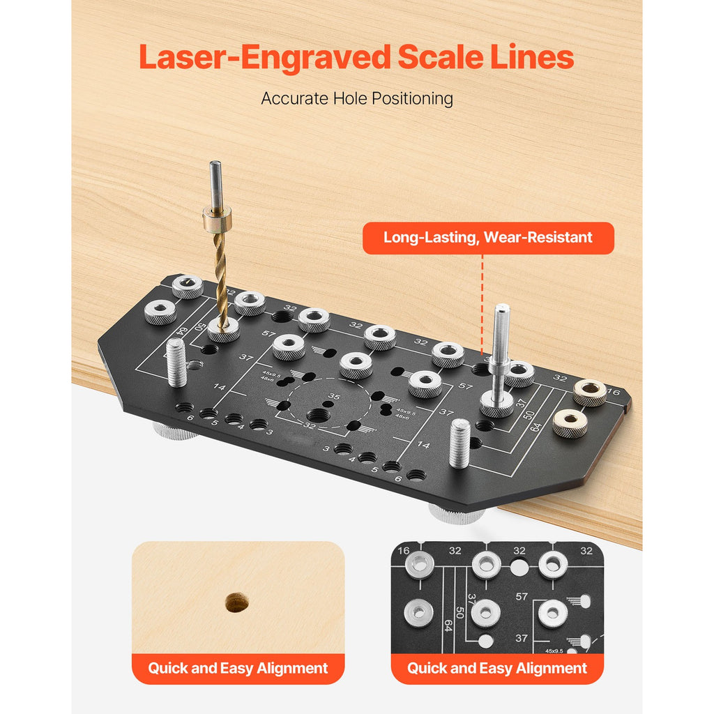 Uimoso Shelf Pin Jig and Hinge Jig 2-in-1 Aluminum Alloy Cabinet Hole Drilling