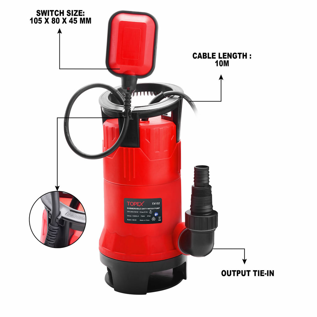750W Submersible Dirty Water Pump – Pool, Pond, Flood Cleaning