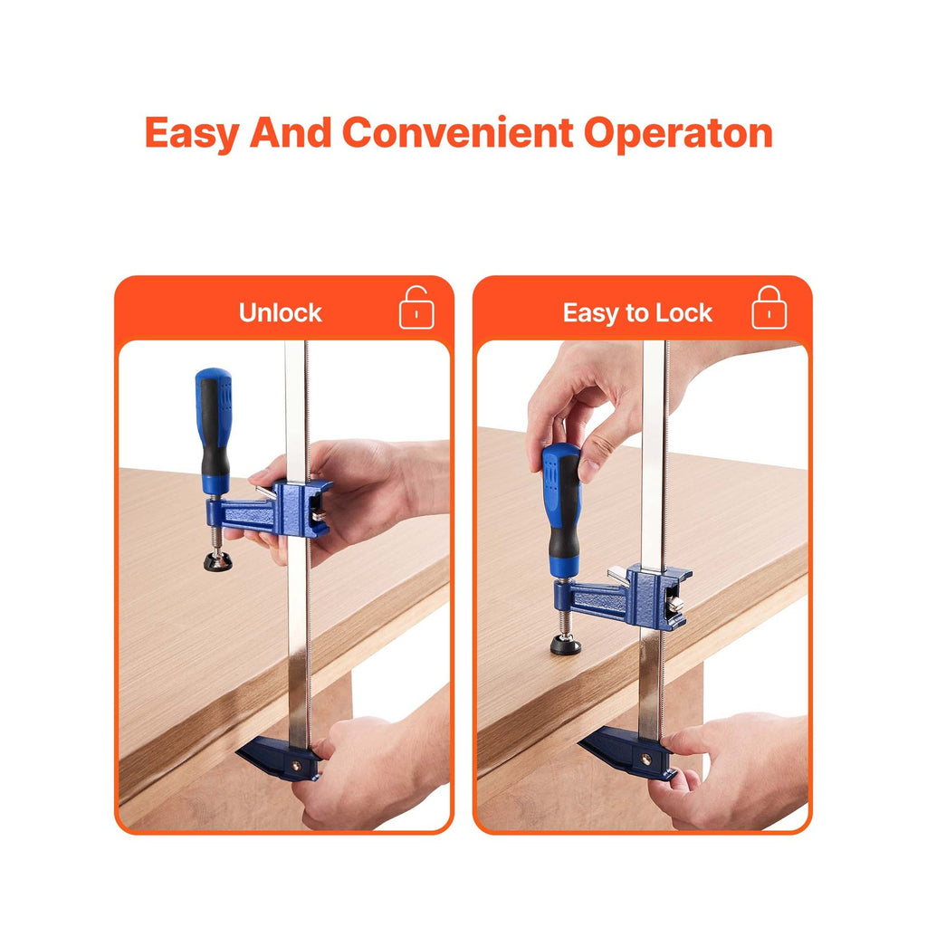 Uimoso Woodworking Bar Clamps 2-Pcs 91.4cm Opening Lockable F Clamp Cast Iron