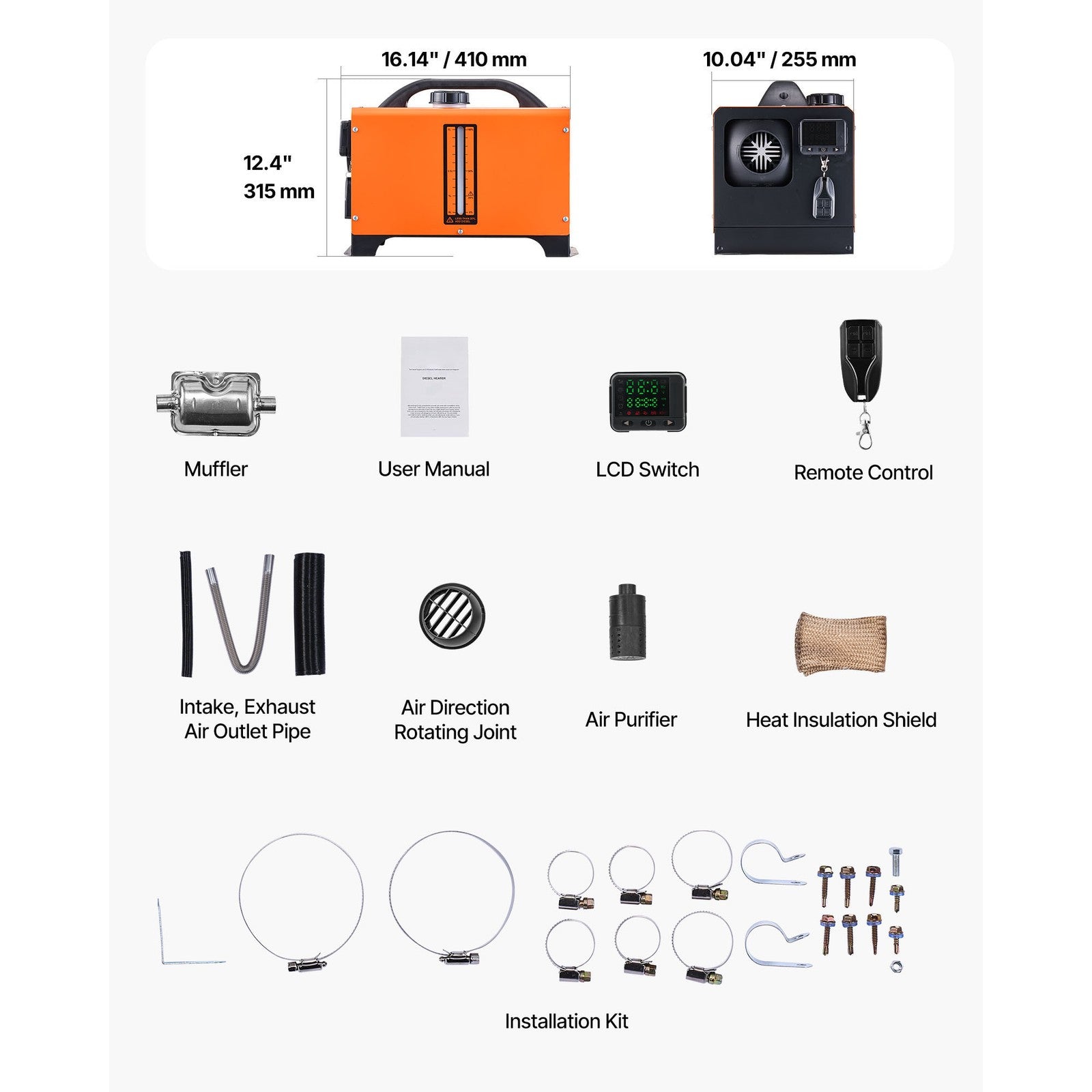 Uimoso Diesel Air Heater 8 kW 12-24 V with Digital Control Display