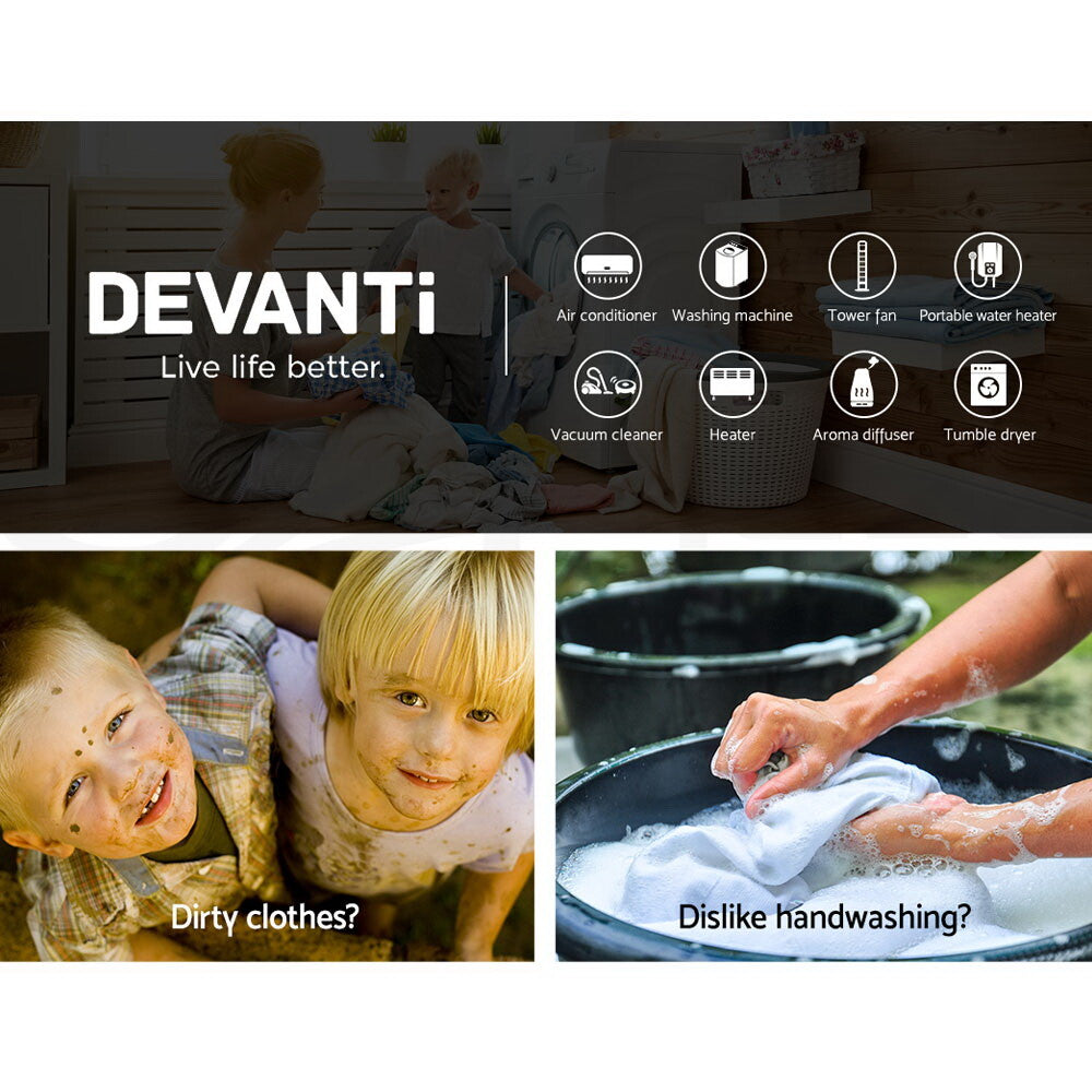 Devanti 4.6KG Mini Portable Washing Machine Outdoor Camping Caravan RV Spin Dry