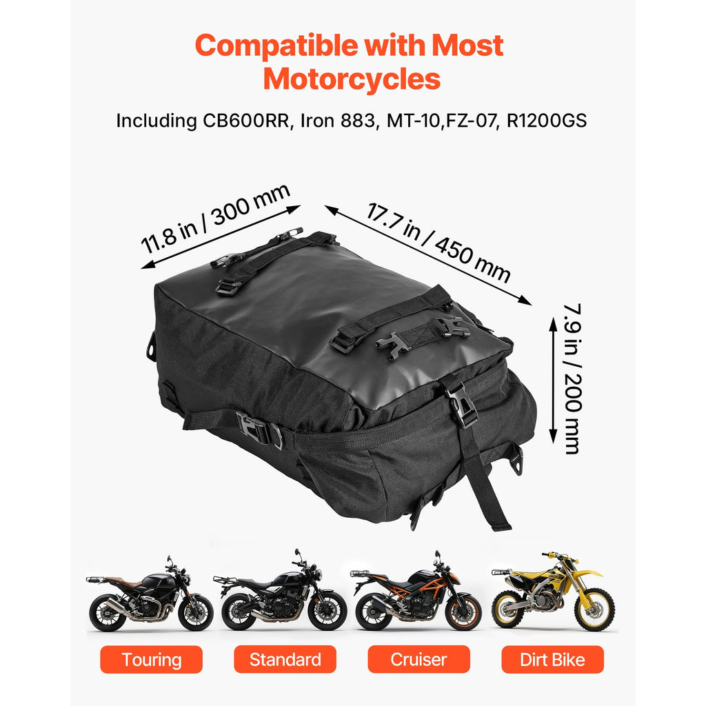Uimoso Motorcycle Tail Bag Rear Seat Luggage Storage Backpack 30L