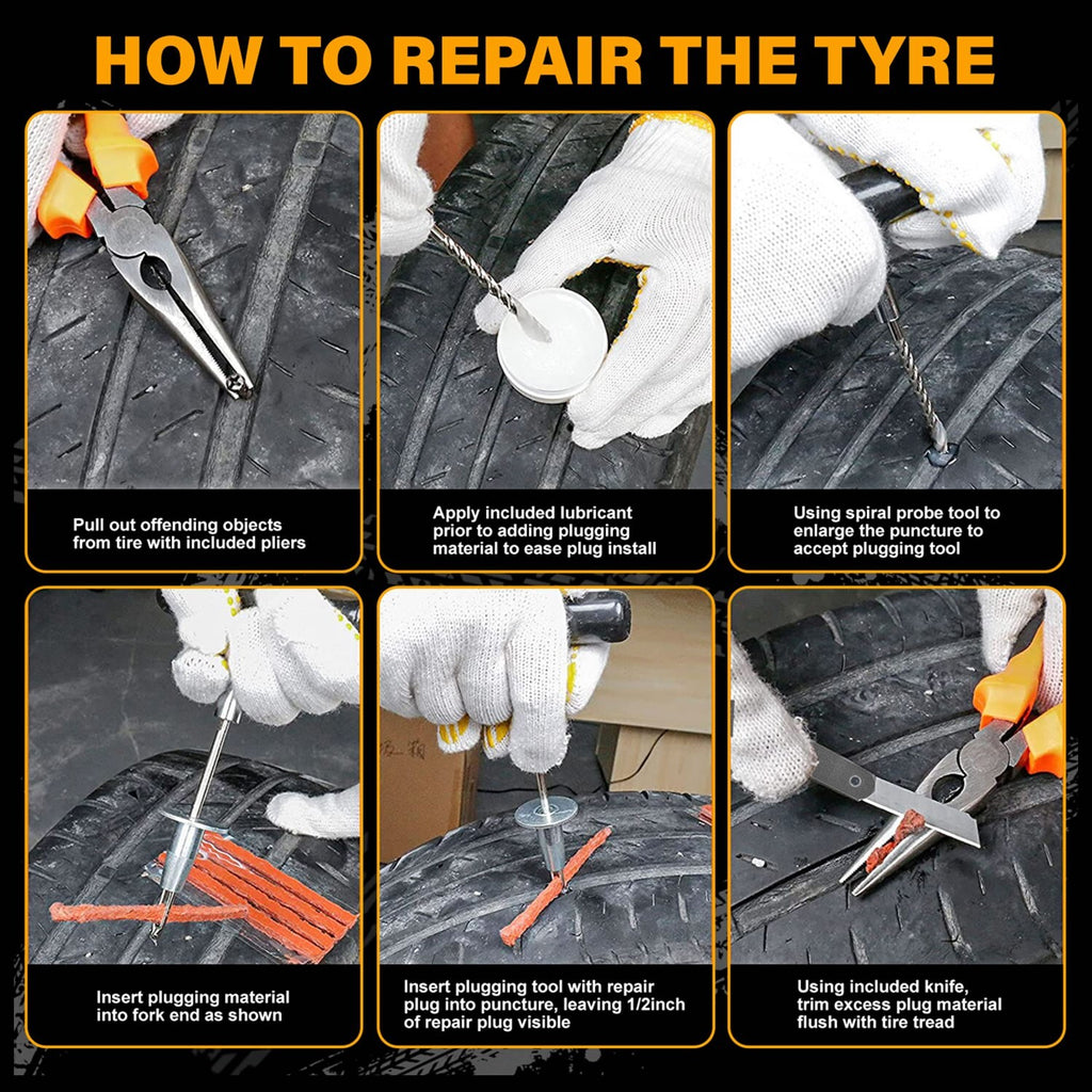 64pc Tyre Repair Kit – Heavy Duty 4WD Offroad Tubeless Plugs