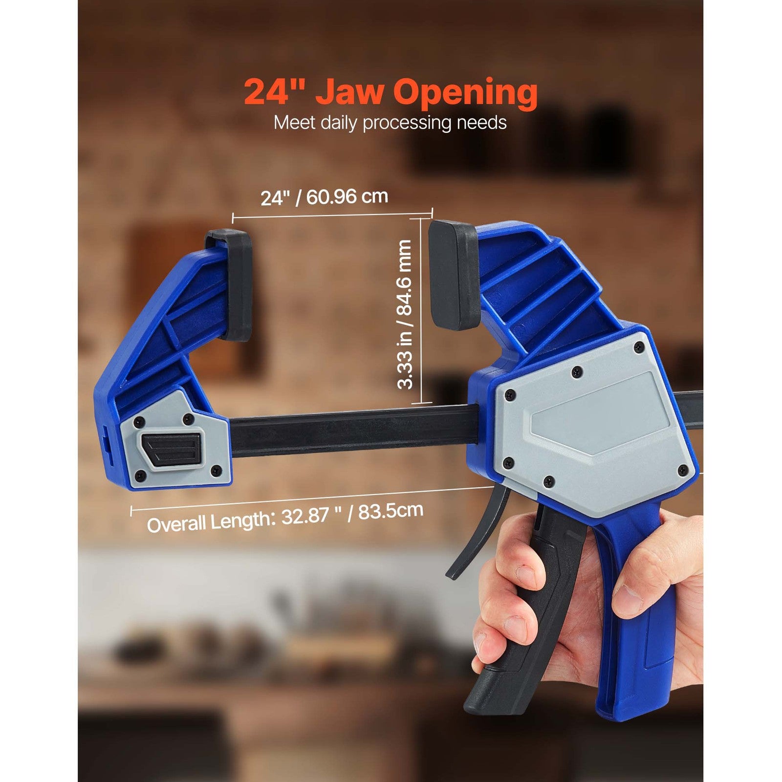 Uimoso Bar Clamps for Woodworking 2Pack 60.96cm One-Handed Clamp/Spreader 154 kg