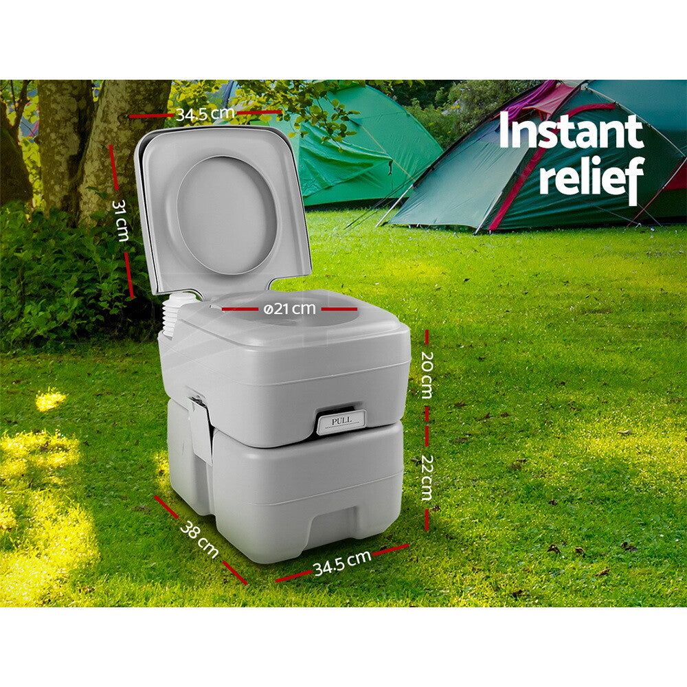 Weisshorn 20L Portable Camping Toilet Flush Outdoor Potty Caravan Travel Boating