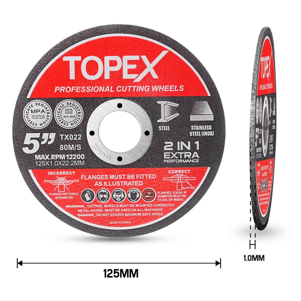 50pc 5" (125mm) Pro Grinding & Cutting Wheels – Steel/Inox Ultra Thin