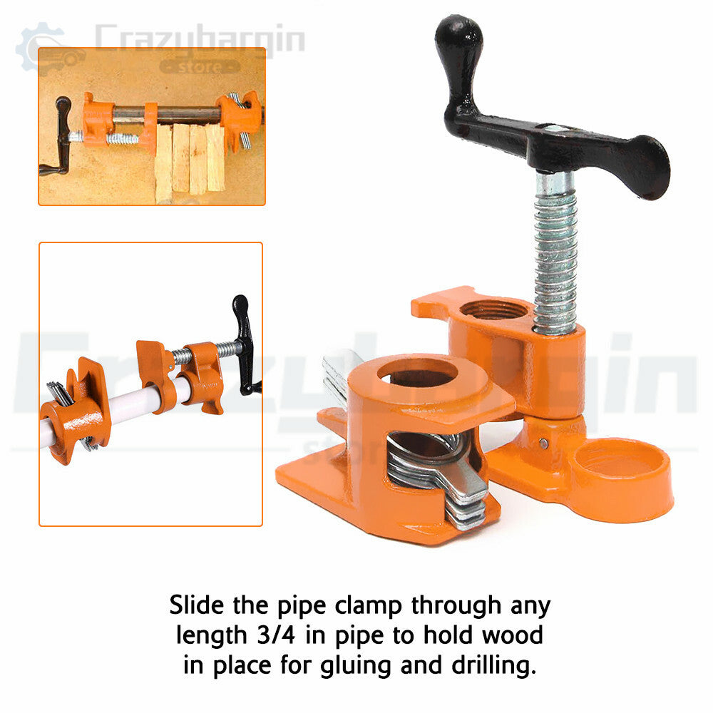 3/4" Gluing Pipe Clamp 4pc – Woodworking Vice with Wide Pads