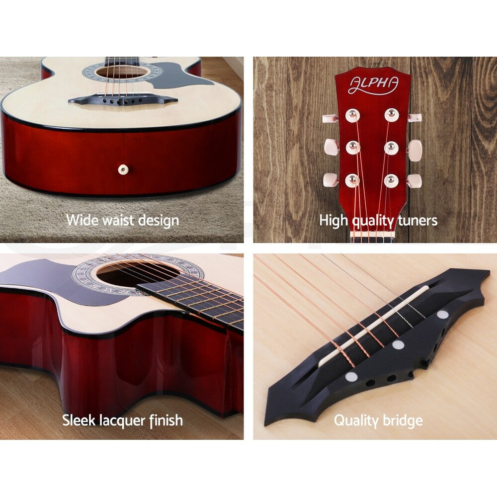 38" Full-Size Acoustic Guitar Wooden Folk Classical Cutaway
