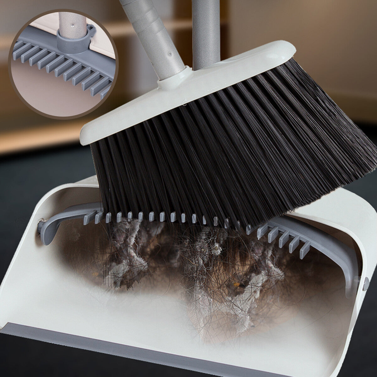 Long Handle Dustpan & Brush Set – Adjustable Broom with Holder
