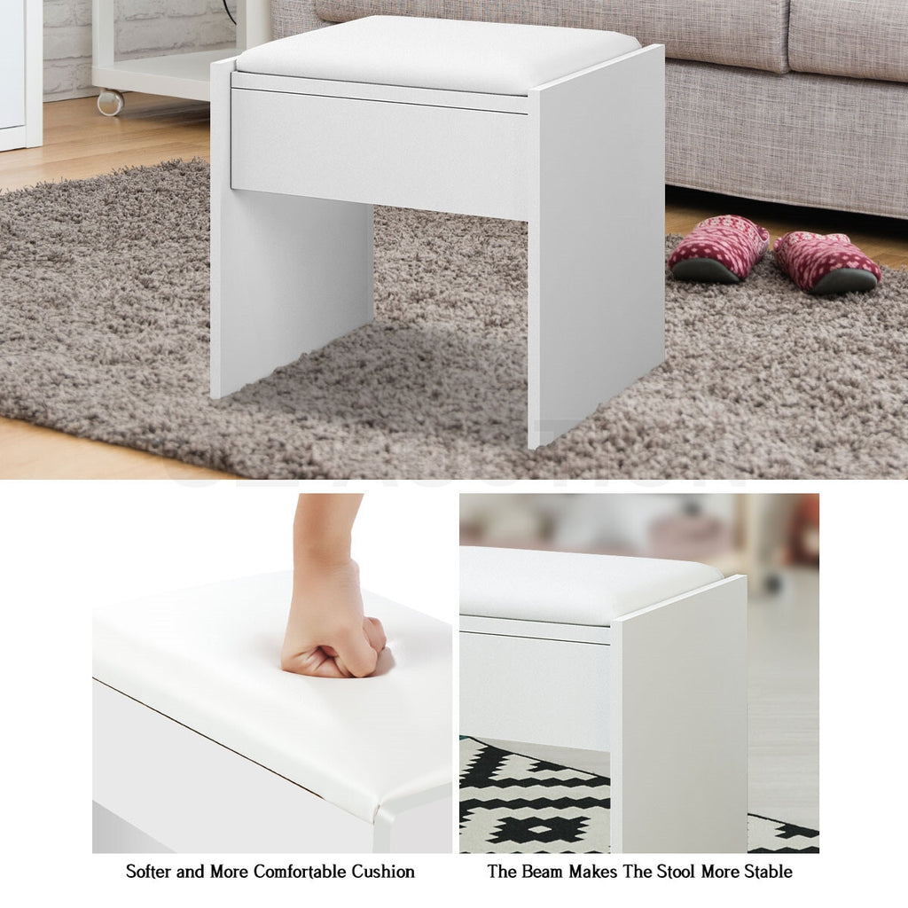 Dressing Table Makeup Mirror with Stool Drawer & Light Bulbs