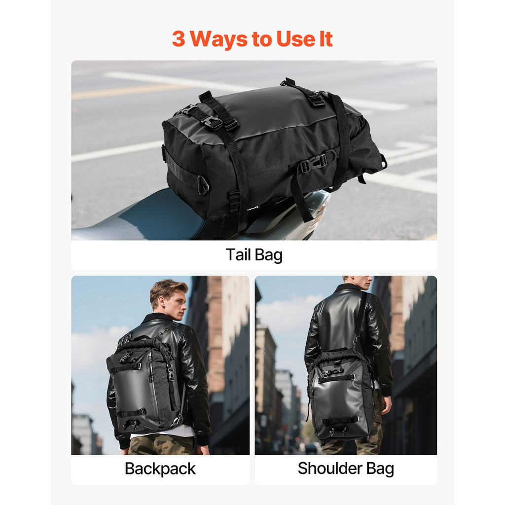 Uimoso Motorcycle Tail Bag Rear Seat Luggage Storage Backpack 30L