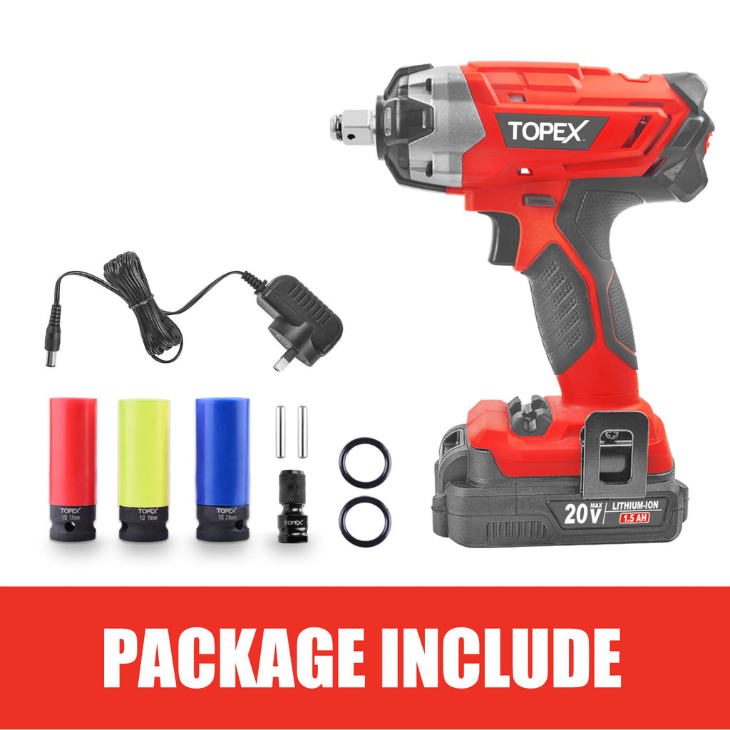 2-in-1 20V Cordless Impact Wrench – Driver with 1/2" Sockets & Battery