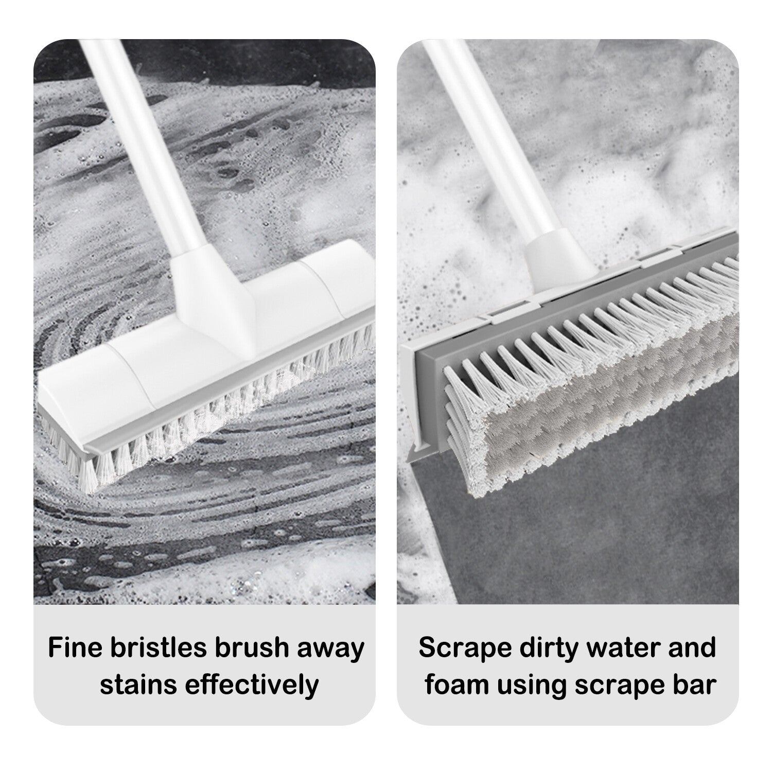 2-in-1 Long Handle Floor & Shower Brush – Bathroom & Kitchen Tiles