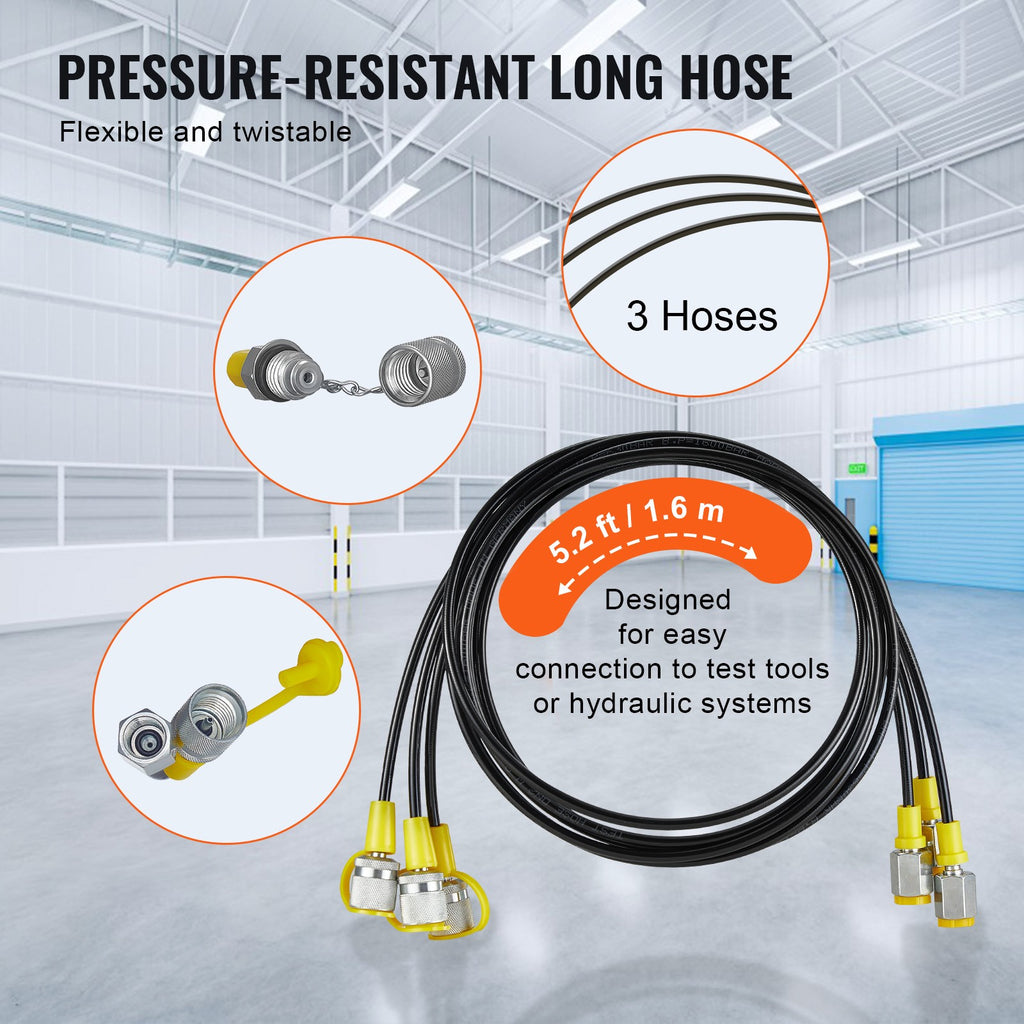 Uimoso Hydraulic Pressure Test Kit 3 Gauges 9 Test Couplings 3 Test Hoses Case