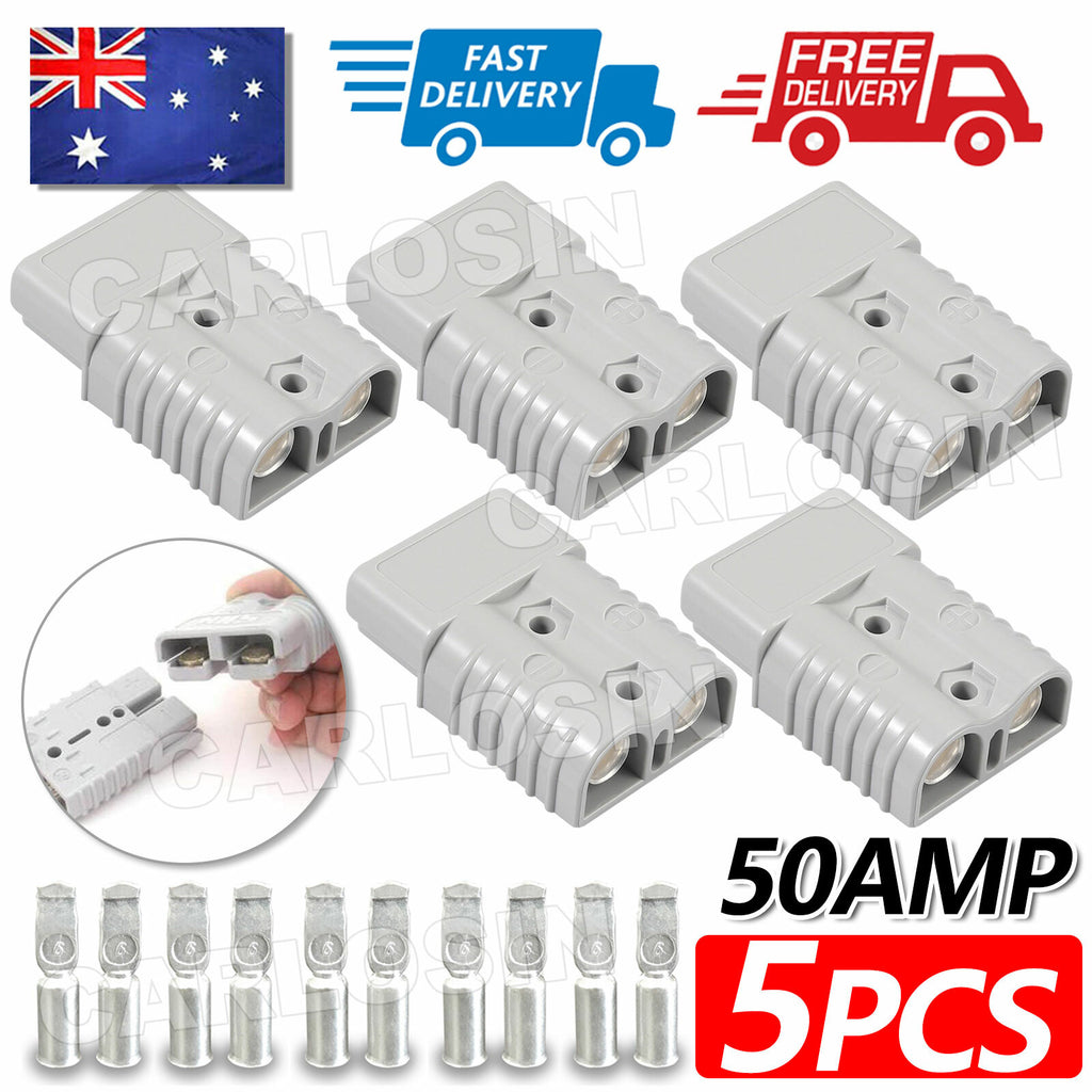 5x Anderson Style Plug Connectors 50AMP 12–24V DC Power 6AWG