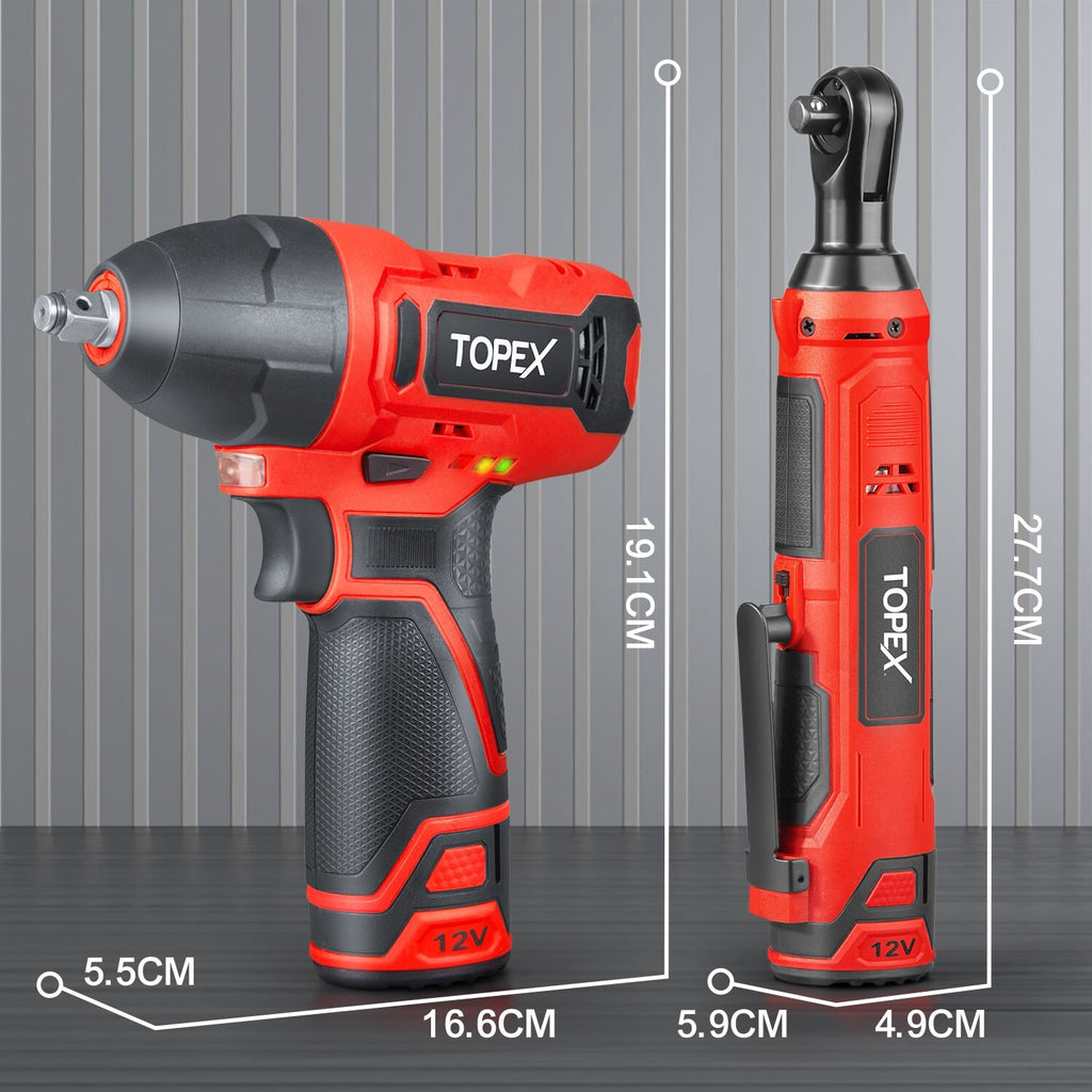 12V Cordless Power Tool Twin Kit – Impact & Ratchet Wrench with Bag