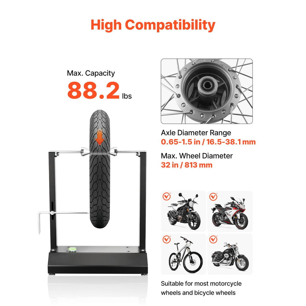 Uimoso Motorcycle Wheel Balancer Stand for Tire Alignment, 40 kg Load Capacity
