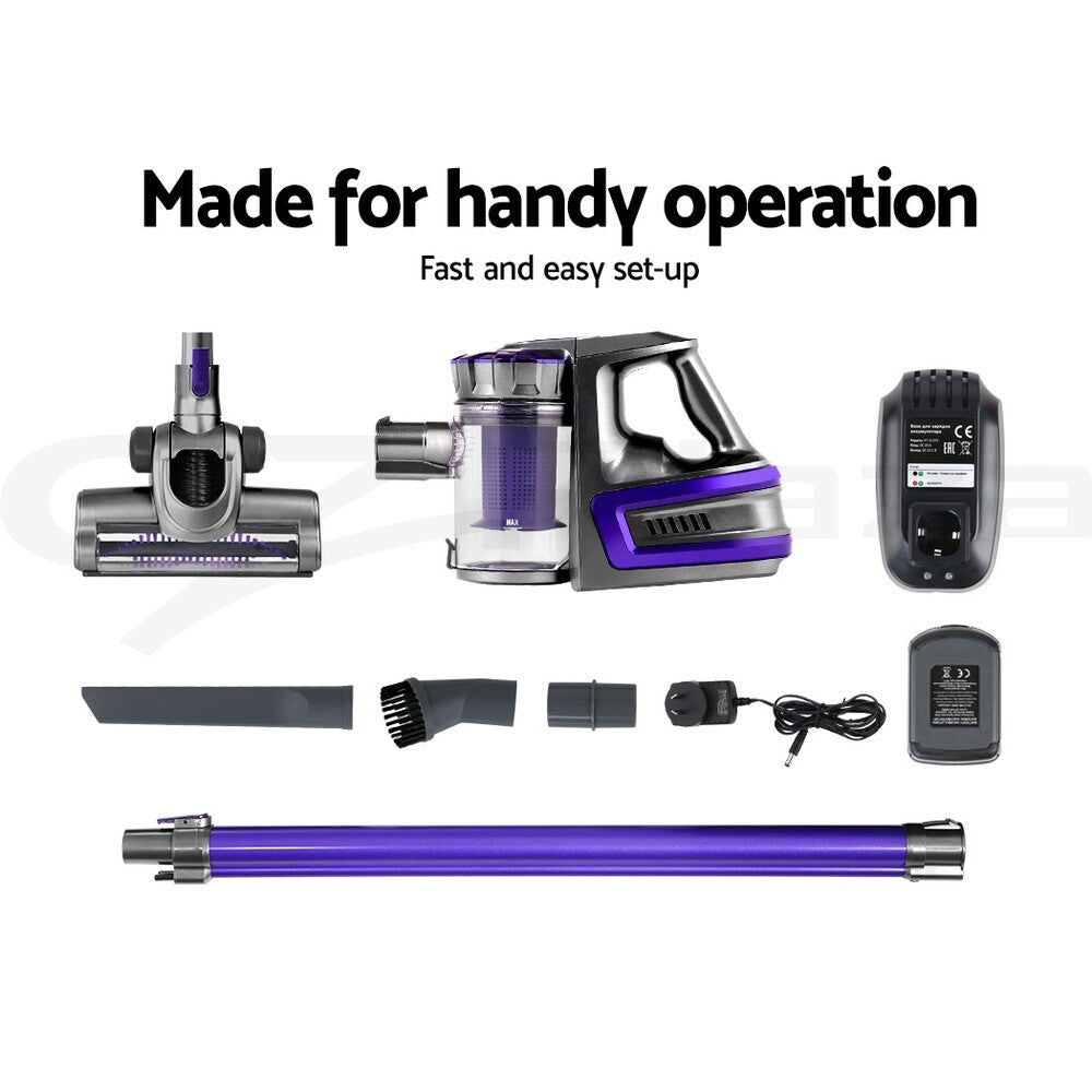 Cordless Stick Vacuum Cleaner 150W Bagless Handheld Purple