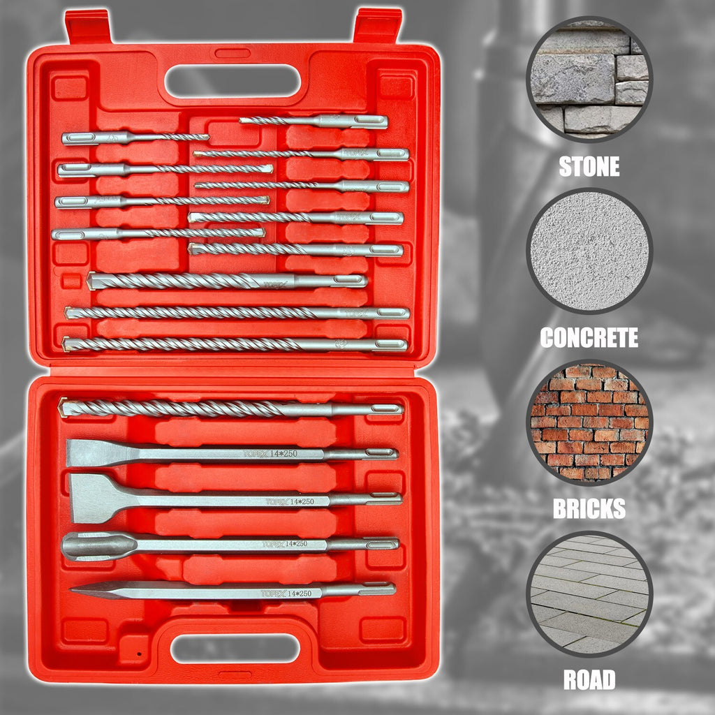 7pc SDS Plus Rotary Hammer Drill Bit & Chisel Set