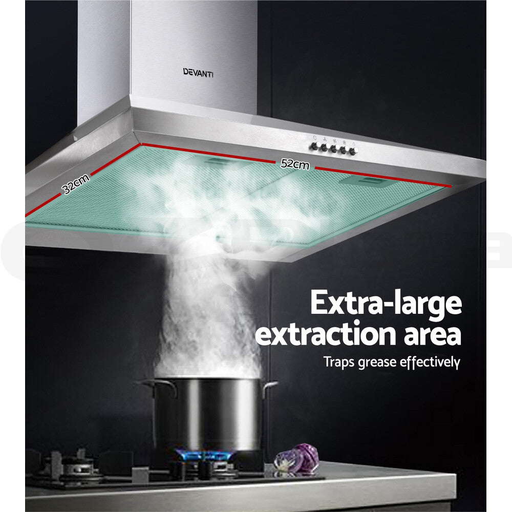 60cm Kitchen Rangehood Canopy LED Stainless Steel