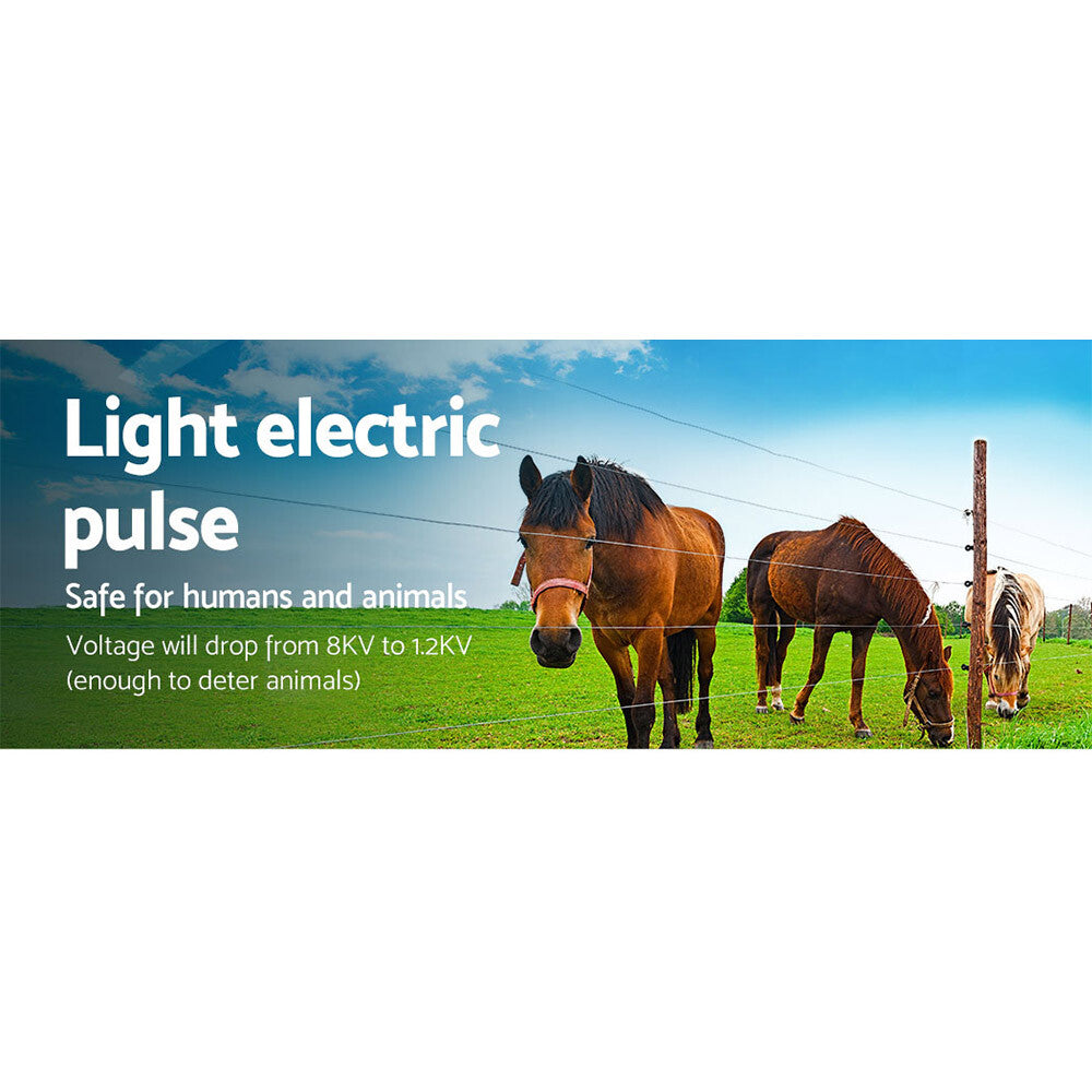 3km Solar Electric Fence Energiser Kit 500m Wire