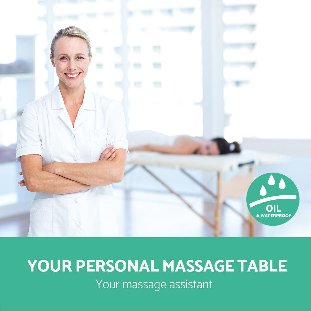 Portable Massage Table 70cm 3 Fold Wooden Therapy Bed White