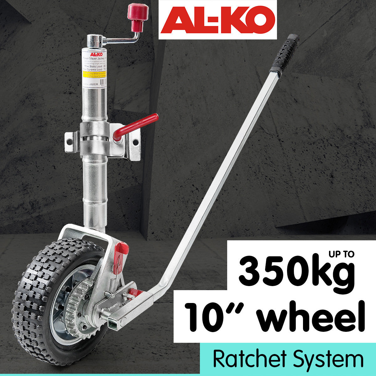 ALKO 10in Jockey Wheel with Ratchet for Trailers and Caravans