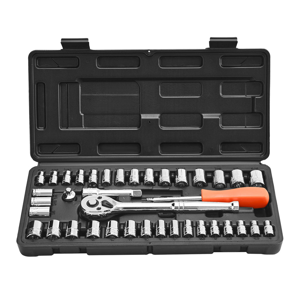 Uimoso 39-Piece Socket and Ratchet Set for Auto Repair, 9.5 & 6.4 mm Drive